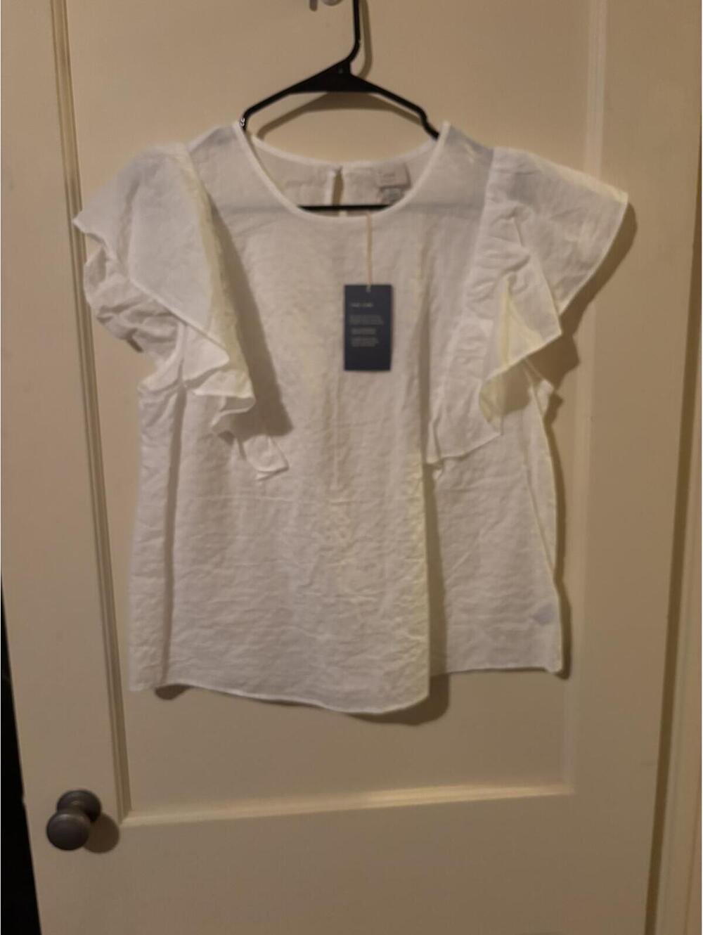 a new day White Ruffle Flutter Sleeve Blouse Size L
